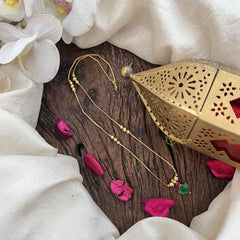 Vriksham Delicate Gold Plated Green Stone Kerala Palakka Pendant Chain Neckpiece-G19901