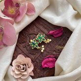 Vriksham Unique Green Lotus Style Kundan Jadau Press Bugadi-Pearls-J3778