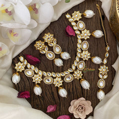 Vriksham Premium Floral Kundan Neckpiece with Maang Tikka-Mother of Pearl-G16824