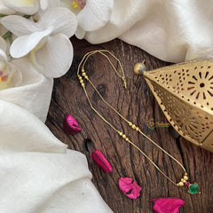 Vriksham Delicate Gold Plated Green Stone Kerala Palakka Pendant Chain Neckpiece-G19901
