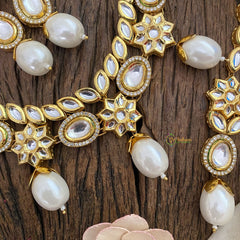 Vriksham Premium Floral Kundan Neckpiece with Maang Tikka-Mother of Pearl-G16824