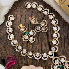 Vriksham Floral Pendant with Center Green Stone Kundan Neckpiece-G16844