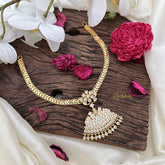 AD Stone Lakshmi Pendant Short Neckpiece-White-G15452