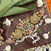 Vriksham Designer Peacock Style Kundan Jadau Short Choker-Rice Pearl-J3386