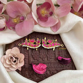 Vriksham Designer Pearls Coted Peacock Ruby Style Kundan Jadau Press Bugadi-J3784