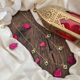 Vriksham Elegant Gold Plated Green & Pink Stone Kerala Palakka Pendant Chain Neckpiece-G19902