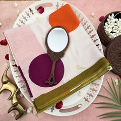 Vriksham Off White With Round Printed Cotton Mulmul Saree-VS4604