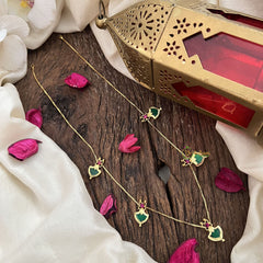 Vriksham Elegant Gold Plated Green & Pink Stone Kerala Palakka Pendant Chain Neckpiece-G19902