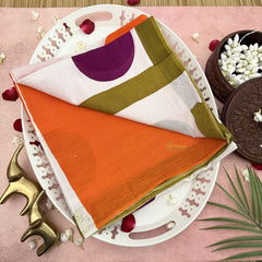 Vriksham Off White With Round Printed Cotton Mulmul Saree-VS4604