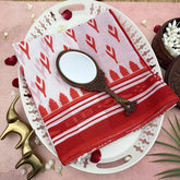 Vriksham White With Red Printed Border Cotton Mulmul Saree-VS4603