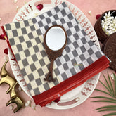 Vriksham White & Grey Checks Printed Cotton Mulmul Saree-VS4601