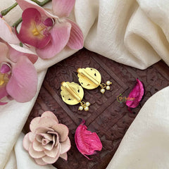 Vriksham Chand Bali Style Kundan Jadau Press Bugadi-Red White-Pearls-J3787