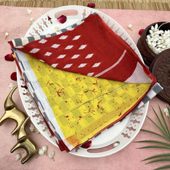 Vriksham White & Grey Checks Printed Cotton Mulmul Saree-VS4601