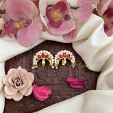 Vriksham Half Moon Style Maharashtrian Kundan Jadau Press Bugadi-Red-Rice Pearls-J3790