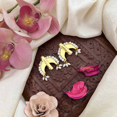 Vriksham Half Moon Style Maharashtrian Kundan Jadau Press Bugadi-Red-Rice Pearls-J3790