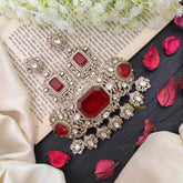 Ruby Red Victorian Diamond High Neck Choker-VV035