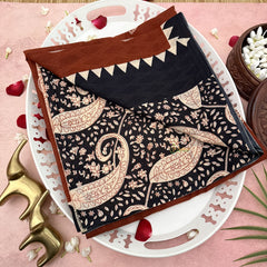 Vriksham Reddish Brown & Trangular Patterns With black Border Cotton Mulmul Saree VS4611