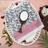 Vriksham White With Paisley Printed Cotton Mulmul Saree-VS4623