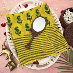 Vriksham Yellow With Green Printed Cotton Mulmul Saree-VS4624