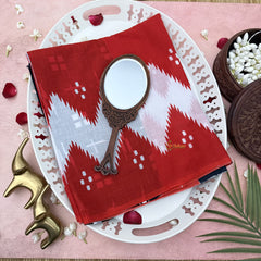 Vriksham Black,White & Red With Zig Zag Printed Cotton Mulmul Saree-VS4616