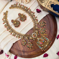 Vriksham Traditional Divine Perumal Enamel Guttapusulu Long Neckpiece-G21828