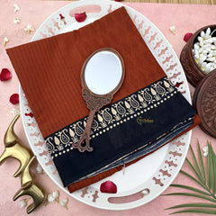 Vriksham Brown With Black Printed Border Cotton Mulmul Saree-VS4606