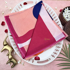 Vriksham Peach With Round Printed Cotton Mulmul Saree-VS4622
