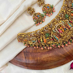 Vriksham Traditional Divine Perumal Enamel Guttapusulu Short Neckpiece-G21829