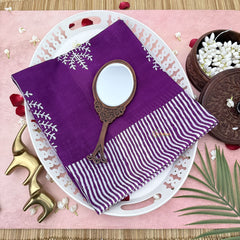 Vriksham Purple With Leaf Printed Cotton Mulmul Saree-VS4602