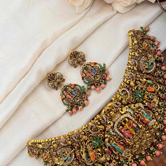 Vriksham Traditional Divine Perumal Enamel Guttapusulu Short Neckpiece-G21829