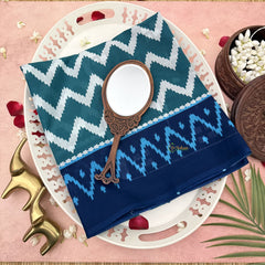 Vriksham Aqua Green With Zig Zag Printed Cotton Mulmul Saree-VS4610