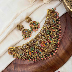 Vriksham Traditional Divine Perumal Enamel Guttapusulu Short Neckpiece-G21829