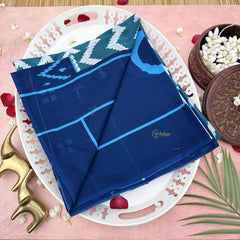 Vriksham Aqua Green With Zig Zag Printed Cotton Mulmul Saree-VS4610