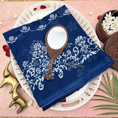 Vriksham Indigo Floral Printed Cotton Mulmul Saree-VS4600