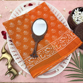 Vriksham Orange With White Floral Printed Cotton Mulmul Saree-VS4605