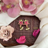 Vriksham Lotus Floral Style Kundan Jadau Press Bugadi-Red-Pearls-J3797