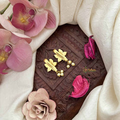 Vriksham Lotus Floral Style Kundan Jadau Press Bugadi-Red-Pearls-J3797