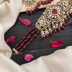 Red Victorian Diamond High Neck Choker-VV048