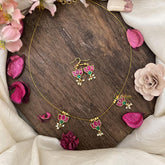 Lotus Pendant Jadau Invisible Chain Neckpiece-G15578