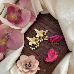 Vriksham Traditional Floral Motif Style Kundan Jadau Press Bugadi-Green Red -Pearls-J3803