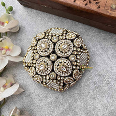 Vriksham Exquisite Kundan & Pearl Pear Style With Hair Bun Cage Accessory-H1304