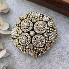 Vriksham Exquisite Kundan & Pearl Pear Style With Hair Bun Cage Accessory-H1304