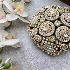Vriksham Exquisite Kundan & Pearl Pear Style With Hair Bun Cage Accessory-H1304