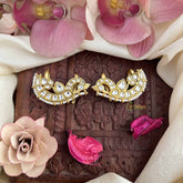 Vriksham Luxury Oriented Peacock White With Pearls Detailing Kundan Jadau Press Bugadi-J3809