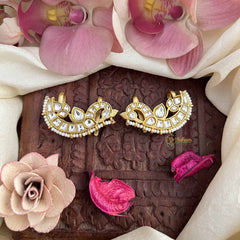 Vriksham Luxury Oriented Peacock White With Pearls Detailing Kundan Jadau Press Bugadi-J3809