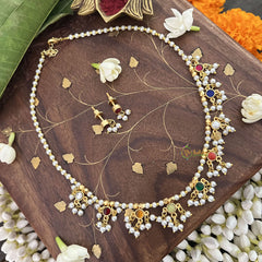 Vriksham Designer 9 round Pendant Pearl Beaded Kundan Jadau  Neckpiece-Pearl-J3451