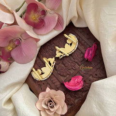 Vriksham Luxury Oriented Peacock White With Pearls Detailing Kundan Jadau Press Bugadi-J3809