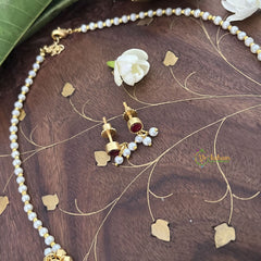 Vriksham Designer 9 round Pendant Pearl Beaded Kundan Jadau  Neckpiece-Pearl-J3451