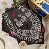 Vriksham Precious American Diamond Bridal 3 Layer Haram-Red-G16893