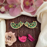 Vriksham Luxury Oriented Peacock Green With Pearls Detailing Kundan Jadau Press Bugadi-J3806